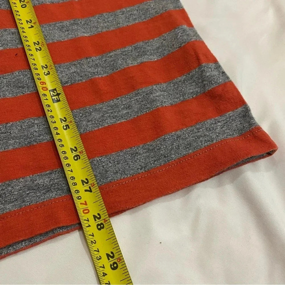 J Crew men orange-gray  striped crewneck Halloween Casual pumpkin tee shirt L - Picture 7 of 8